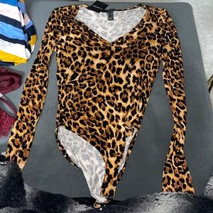 Forever 21 Long-Sleeve Bodysuit, Cheetah